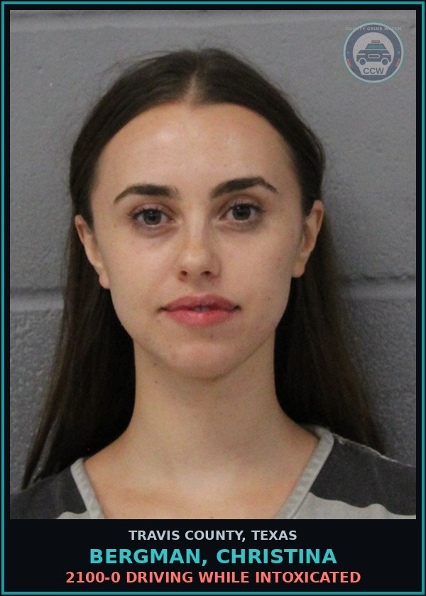 Booking mugshot of Bergman, Christina in Travis County