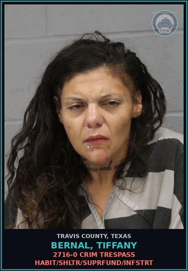 Booking mugshot of Bernal, Tiffany in Travis County