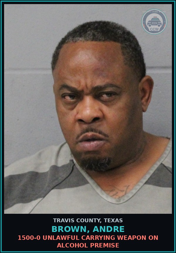 Booking mugshot of Brown, Andre in Travis County