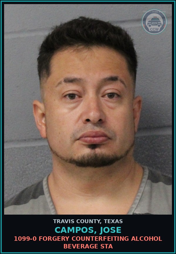 Booking mugshot of Campos, Jose in Travis County