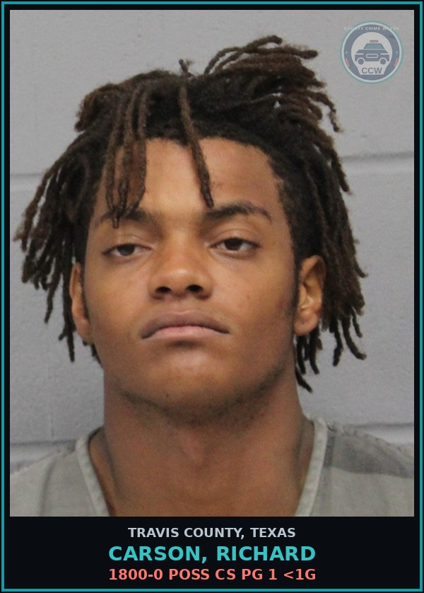 Booking mugshot of Carson, Richard in Travis County