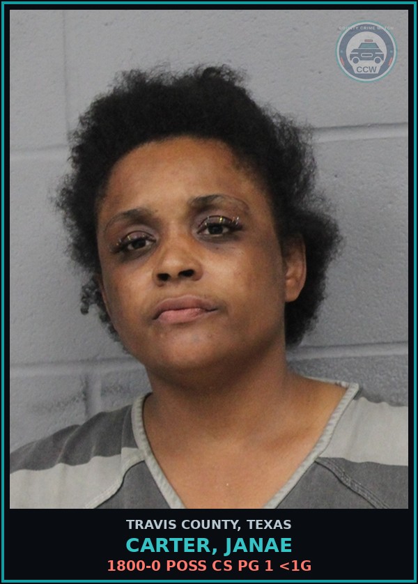 Booking mugshot of Carter, Janae in Travis County