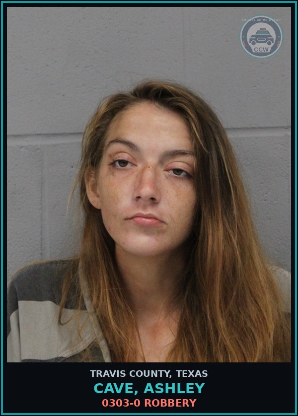 Booking mugshot of Cave, Ashley in Travis County