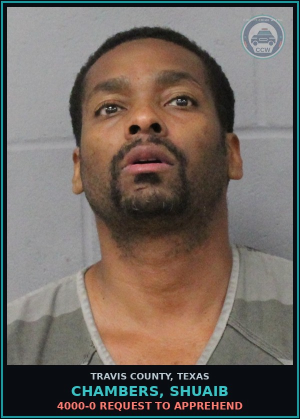 Booking mugshot of Chambers, Shuaib in Travis County