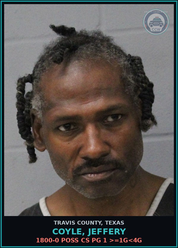 Booking mugshot of Coyle, Jeffery in Travis County