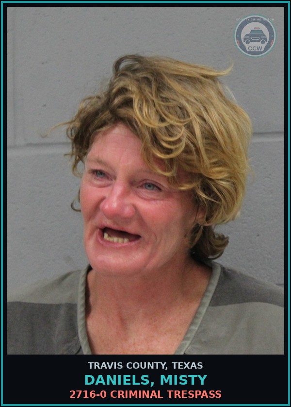Booking mugshot of Daniels, Misty in Travis County
