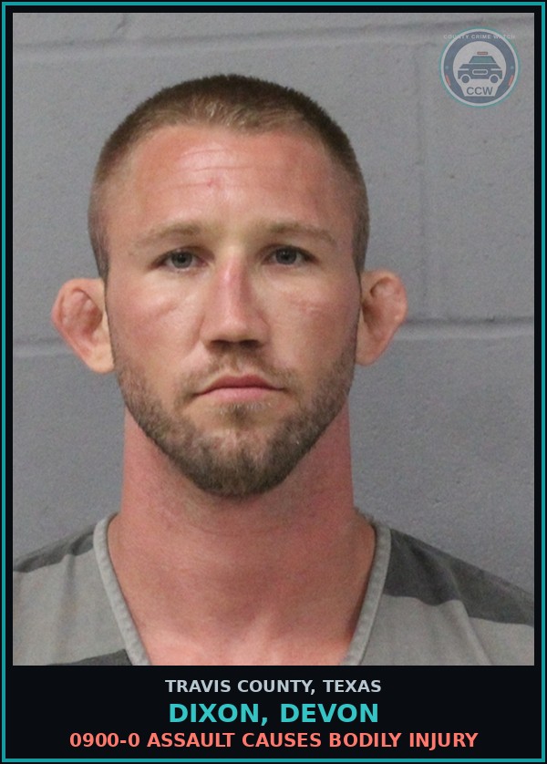 Booking mugshot of Dixon, Devon in Travis County