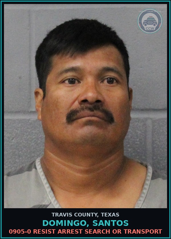 Booking mugshot of Domingo, Santos in Travis County