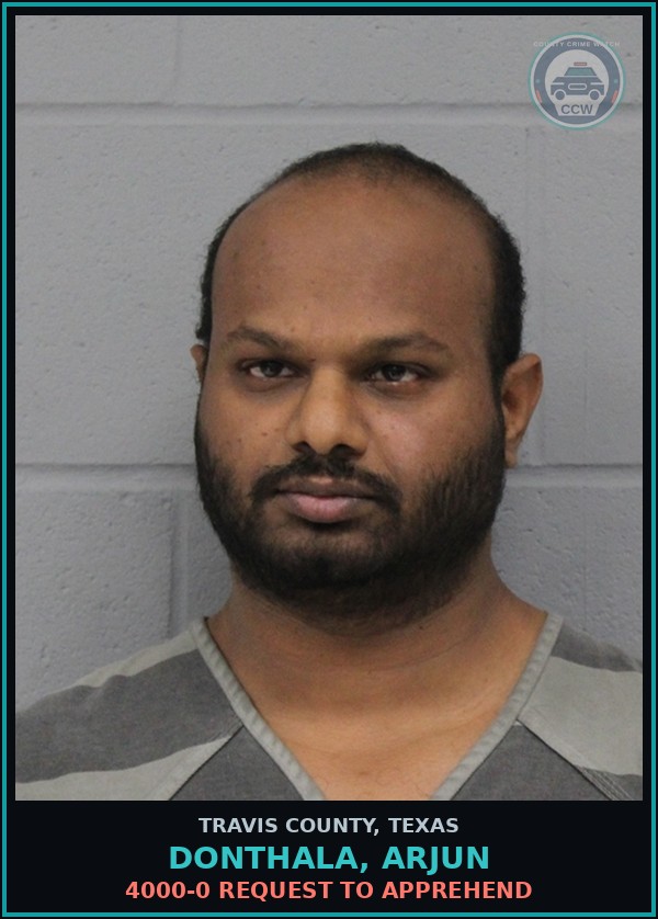 Booking mugshot of Donthala, Arjun in Travis County