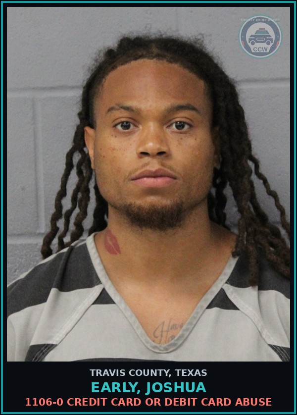 Booking mugshot of Early, Joshua in Travis County