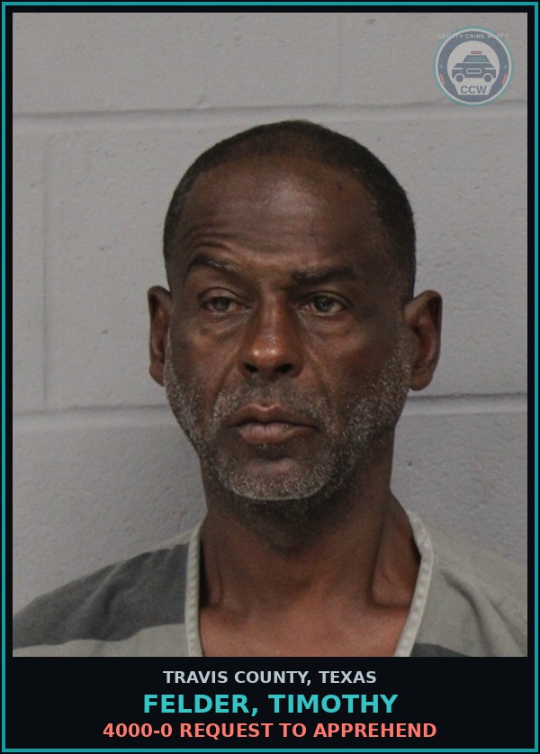 Booking mugshot of Felder, Timothy in Travis County