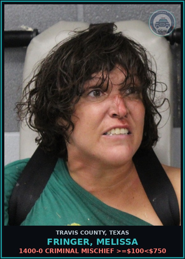 Booking mugshot of Fringer, Melissa in Travis County
