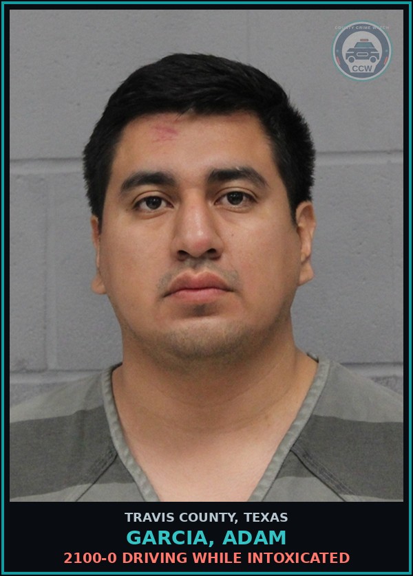 Booking mugshot of Garcia, Adam in Travis County
