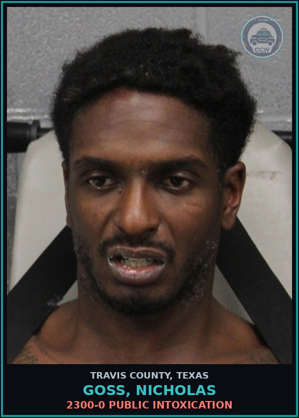 Booking mugshot of Goss, Nicholas in Travis County