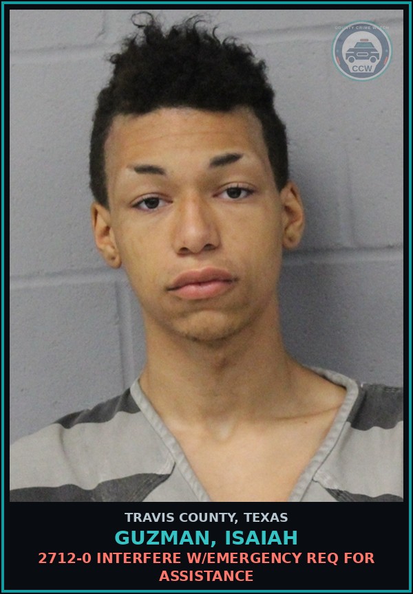 Booking mugshot of Guzman, Isaiah in Travis County