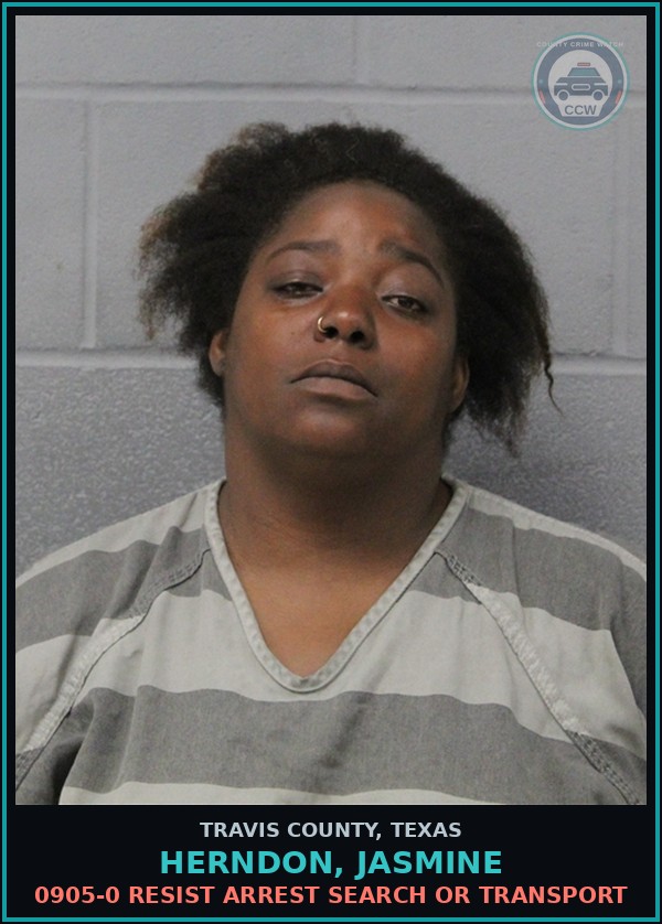 Booking mugshot of Herndon, Jasmine in Travis County