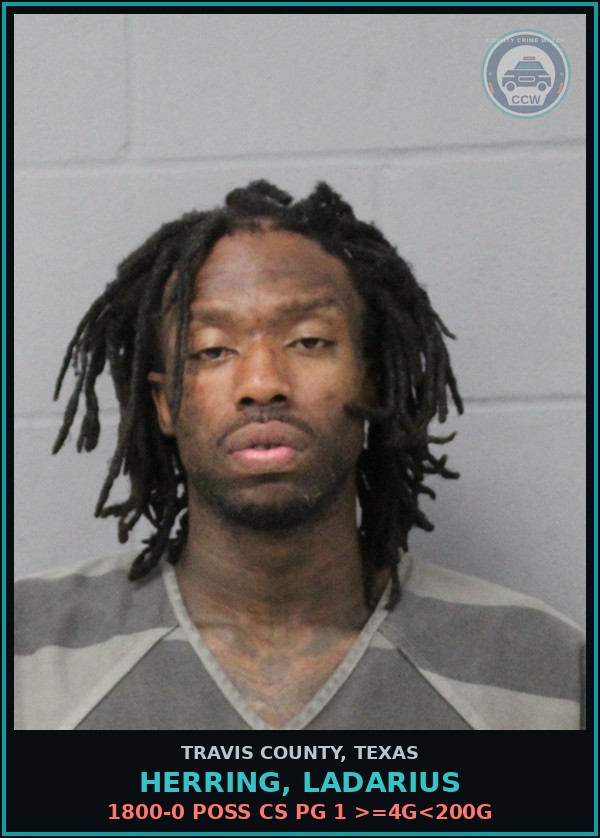 Booking mugshot of Herring, Ladarius in Travis County