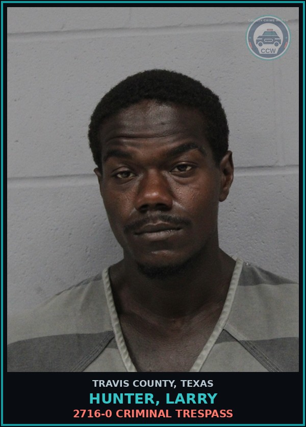Booking mugshot of Hunter, Larry in Travis County