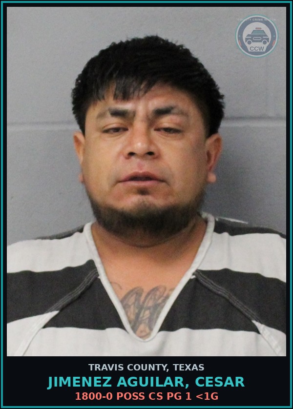 Booking mugshot of Jimenez Aguilar, Cesar in Travis County