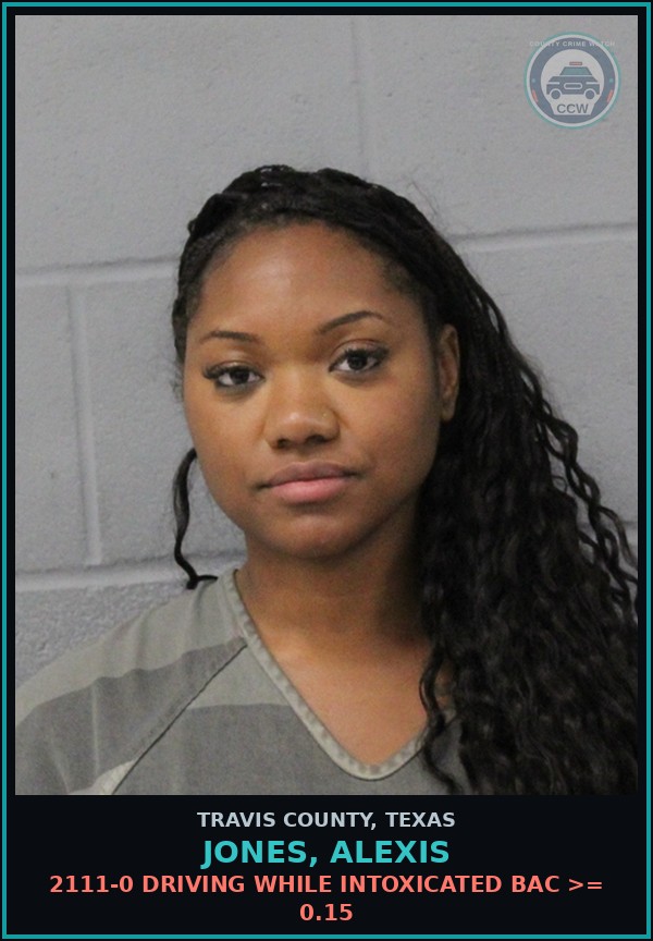 Booking mugshot of Jones, Alexis in Travis County