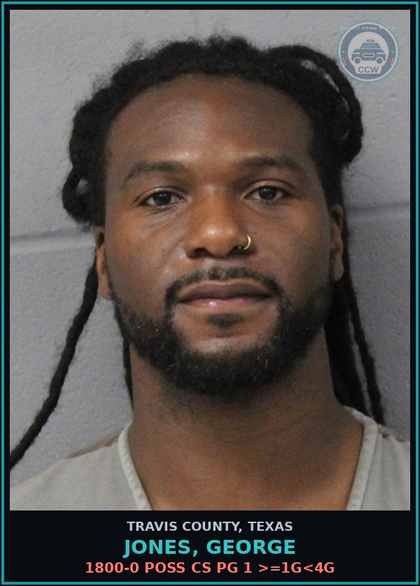 Booking mugshot of Jones, George in Travis County