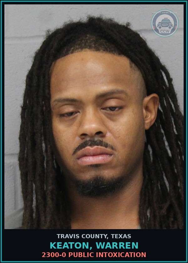 Booking mugshot of Keaton, Warren in Travis County