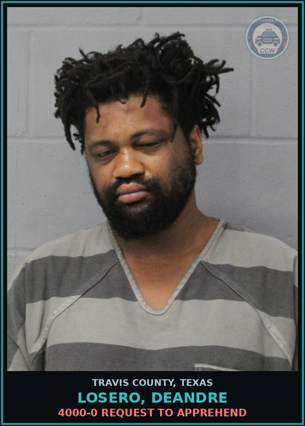 Booking mugshot of Losero, Deandre in Travis County