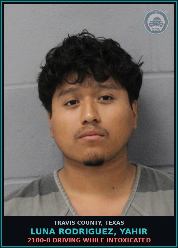 Booking mugshot of Luna Rodriguez, Yahir in Travis County