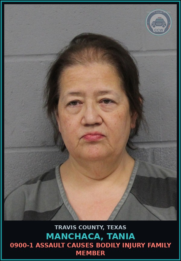 Booking mugshot of Manchaca, Tania in Travis County