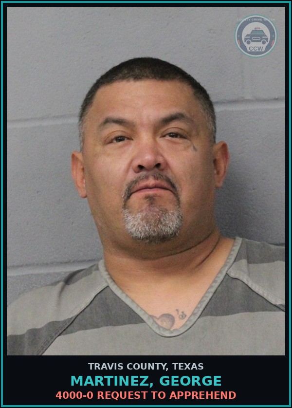 Booking mugshot of Martinez, George in Travis County