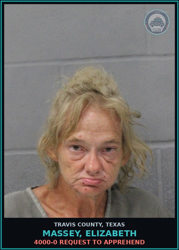 Booking mugshot of Massey, Elizabeth in Travis County
