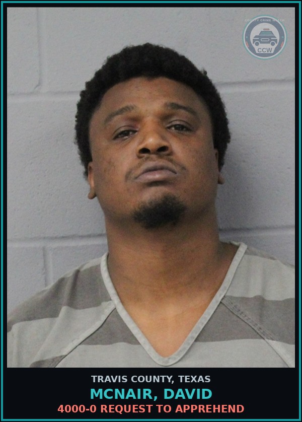 Booking mugshot of Mcnair, David in Travis County