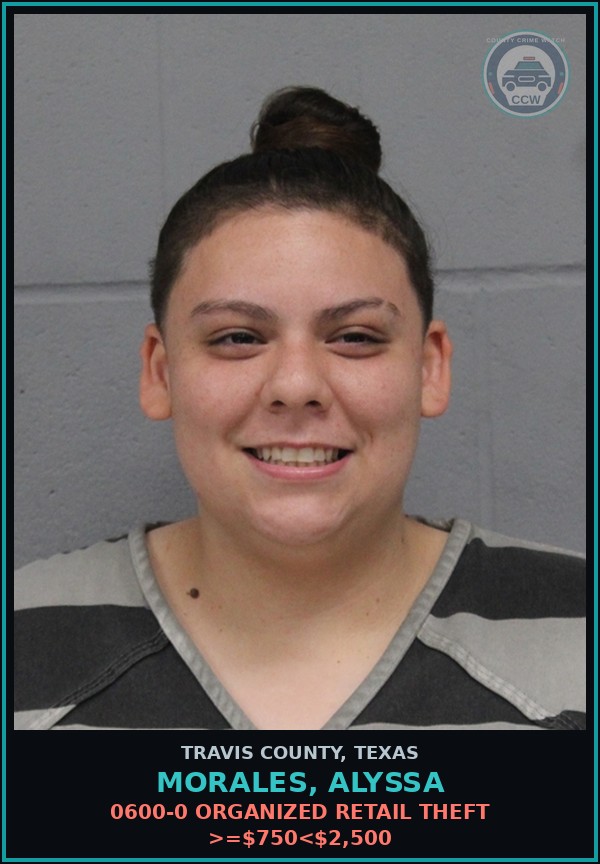 Booking mugshot of Morales, Alyssa in Travis County
