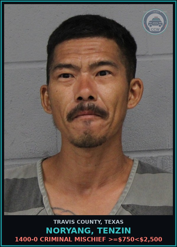 Booking mugshot of Noryang, Tenzin in Travis County