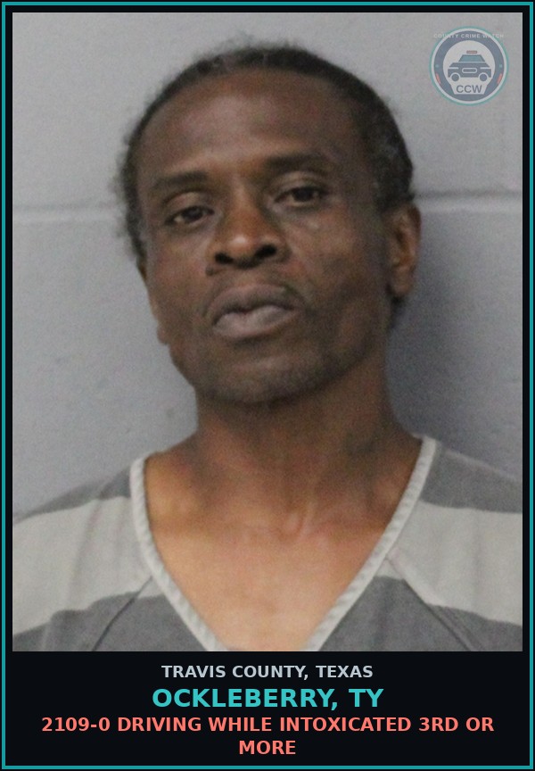 Booking mugshot of Ockleberry, Ty in Travis County