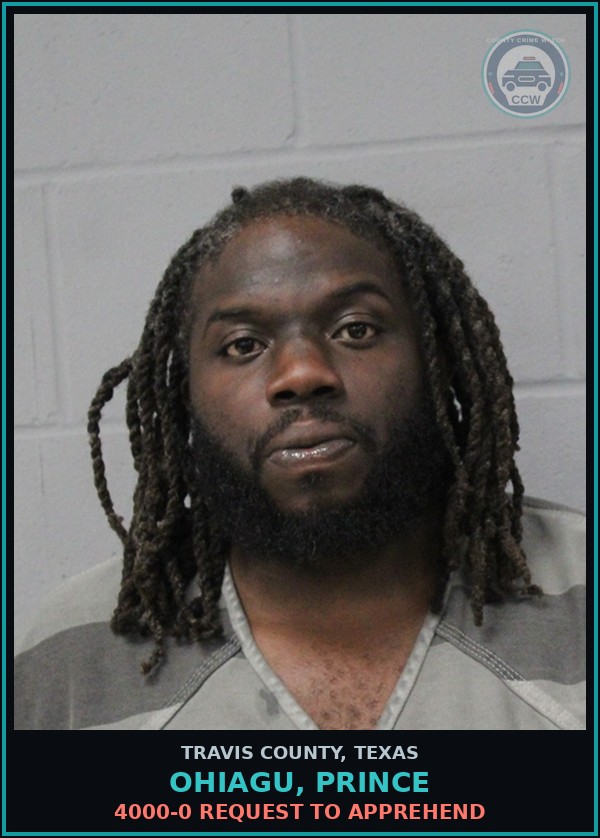 Booking mugshot of Ohiagu, Prince in Travis County