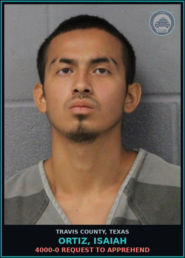 Booking mugshot of Ortiz, Isaiah in Travis County