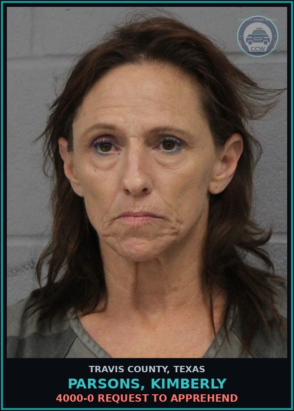 Booking mugshot of Parsons, Kimberly in Travis County