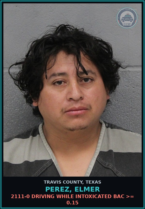 Booking mugshot of Perez, Elmer in Travis County