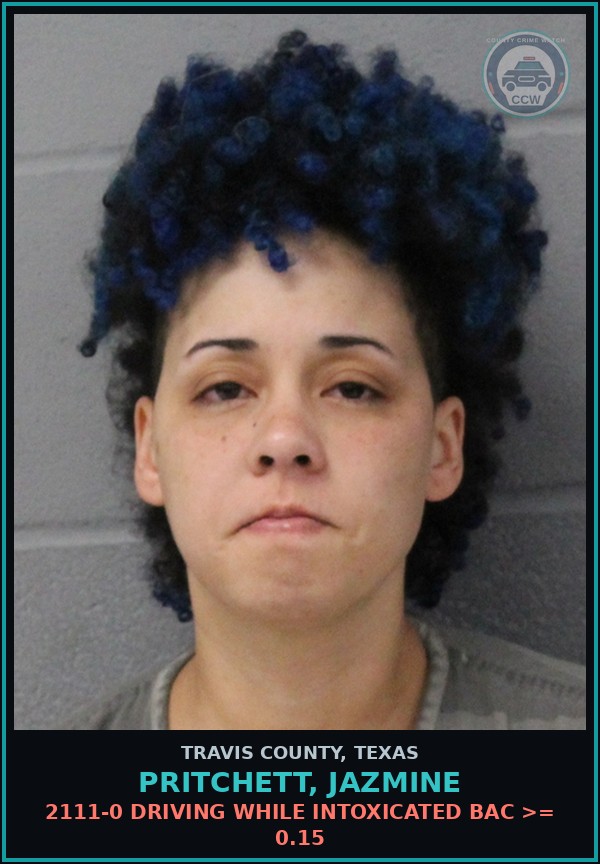 Booking mugshot of Pritchett, Jazmine in Travis County