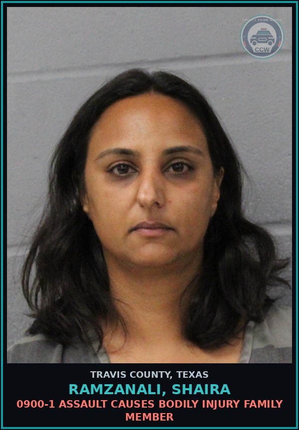 Booking mugshot of Ramzanali, Shaira in Travis County