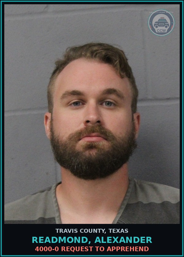 Booking mugshot of Readmond, Alexander in Travis County