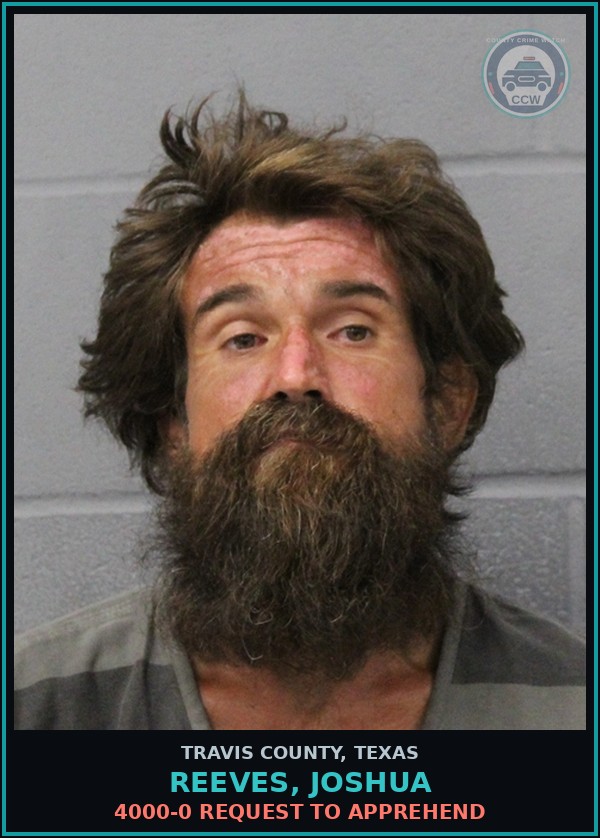 Booking mugshot of Reeves, Joshua in Travis County