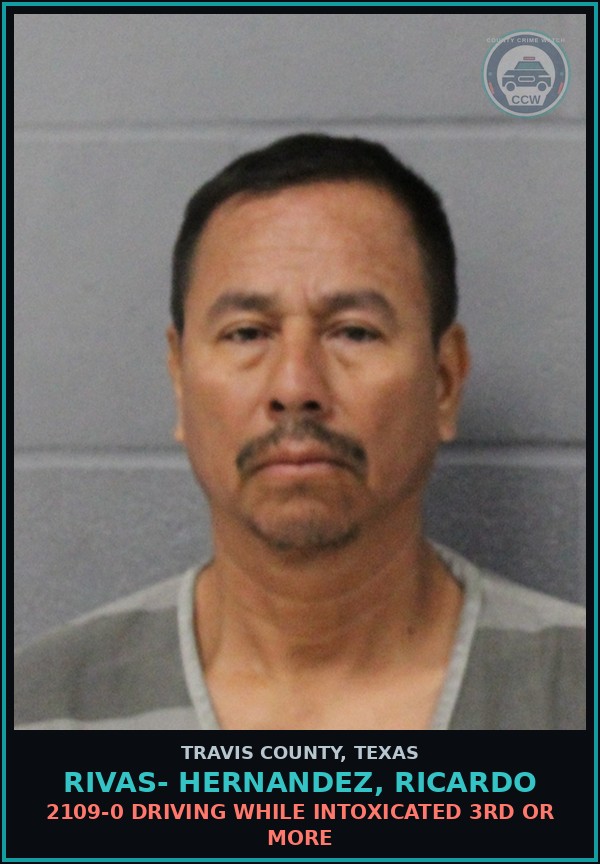 Booking mugshot of Rivas- Hernandez, Ricardo in Travis County
