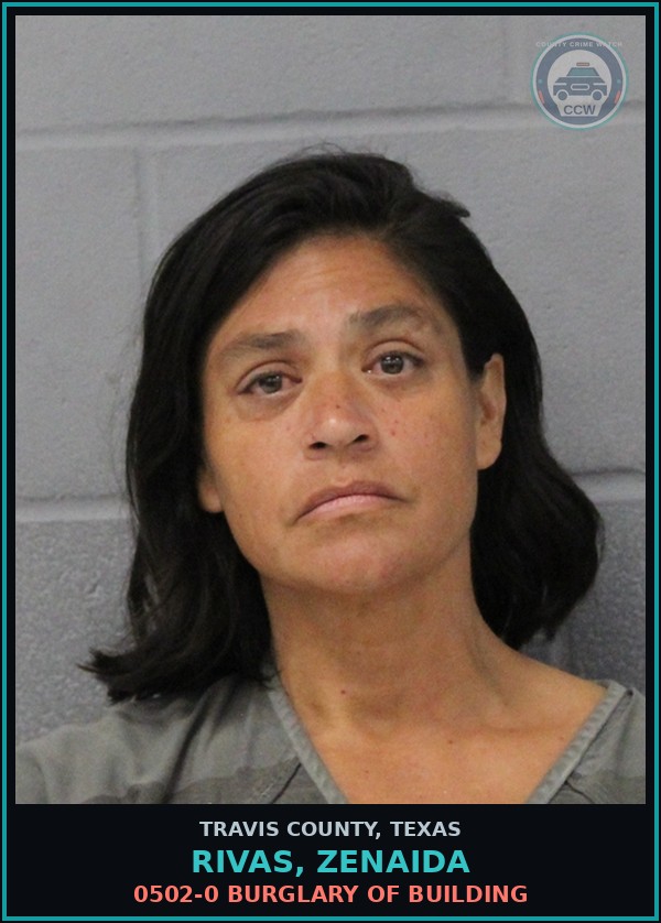 Booking mugshot of Rivas, Zenaida in Travis County