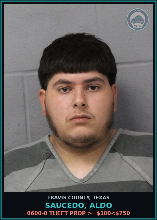 Booking mugshot of Saucedo, Aldo in Travis County