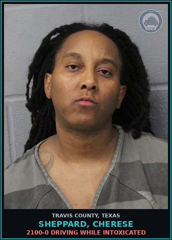 Booking mugshot of Sheppard, Cherese in Travis County