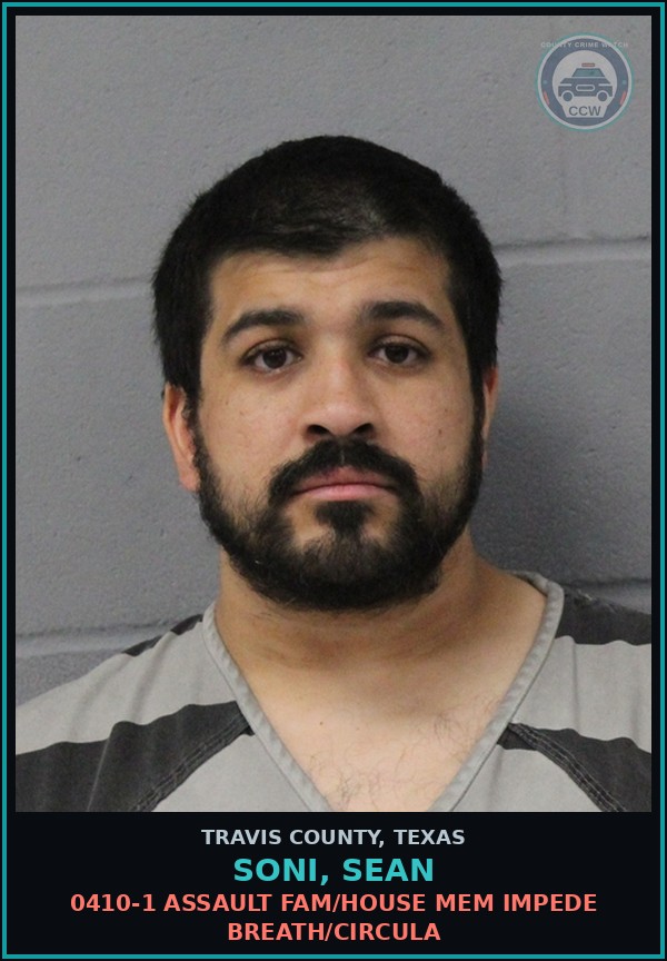 Booking mugshot of Soni, Sean in Travis County
