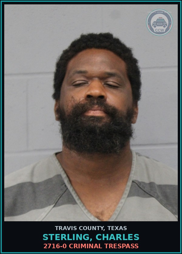 Booking mugshot of Sterling, Charles in Travis County