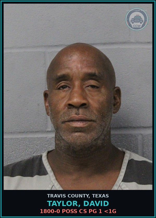 Booking mugshot of Taylor, David in Travis County